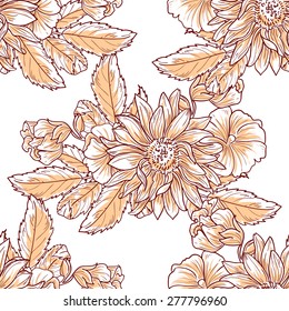 Flower blossom. Abstract elegance seamless pattern with floral elements. Flower background.