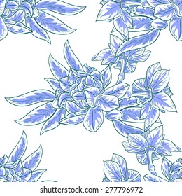 Flower blossom. Abstract elegance seamless pattern with floral elements. Flower background.