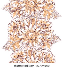Flower blossom. Abstract elegance seamless pattern with floral elements. Flower background.