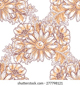 Flower blossom. Abstract elegance seamless pattern with floral elements. Flower background.