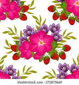 Flower blossom. Abstract elegant seamless pattern with floral elements. Flower background.
