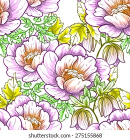 Flower blossom. Abstract elegant seamless pattern with floral elements. Flower background.