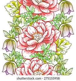 Flower blossom. Abstract elegant seamless pattern with floral elements. Flower background.