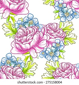 Flower blossom. Abstract elegant seamless pattern with floral elements. Flower background.