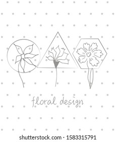Flower blossom decor. Vector illustration may use for invitations, books, wallpaper, postcards, kids bedroom, education. Hand drawn doodle style
