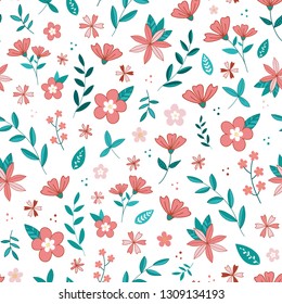 Flower blossom garden vector pattern. White background. Illustration