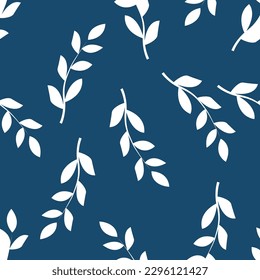 Flower blossom garden vector pattern. Blue background. Illustration ,Textile floral pattern design and wallpaper , tile , paper wrapping , all uses