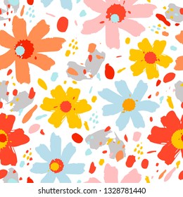 Flower Blossom Pattern. Summer Holi Holiday Vector