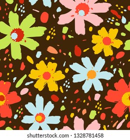 Flower Blossom Pattern. Summer Holi Holiday Vector