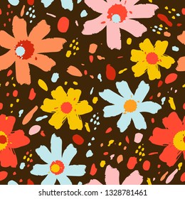 Flower Blossom Pattern. Summer Holi Holiday Vector