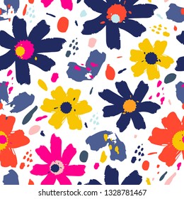 Flower Blossom Pattern. Summer Holi Holiday Vector