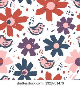 Flower Blossom Pattern. Summer Holi Holiday Vector