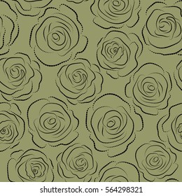 Flower blossom petal blooming illustration. Rose seamless pattern on a neutral background. Spring abstract vector background with roses.