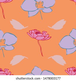 Flower blossom petals seamless repeat pattern design. Great for textile design and homeware