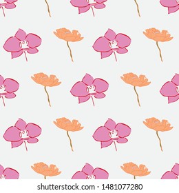 Flower blossom petals seamless repeat pattern design. Great for textile design and homeware