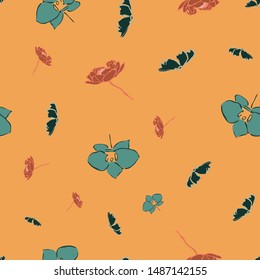 Flower blossom petals seamless repeat pattern design. Great for textile design and homeware