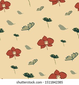 Flower blossom petals seamless repeat pattern design. Great for textile design and homeware