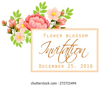 Flower blossom. Romantic botanical invitation. Greeting card with floral background.