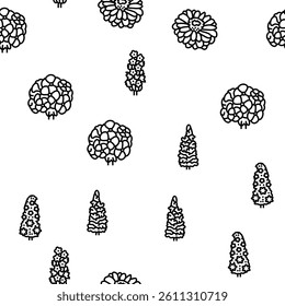 flower blossom spring vector seamless pattern thin line illustration