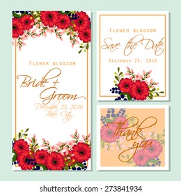 Flower blossom. Wedding invitation cards with floral elements. Flower vector background.