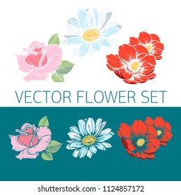 Flower blossoms set with background
