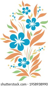 Flower. Blue bud. A flowering plant with large green leaves and a large blue flower. Vector botanical illustration. plant, nature, ecology