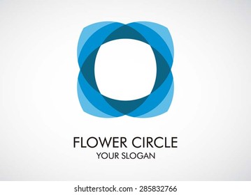 Flower blue circle logo element shape symbol vector icon design template for art company