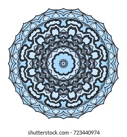 Flower blue coloring Mandala. Modern decorative elements. Oriental round pattern, vector illustration.