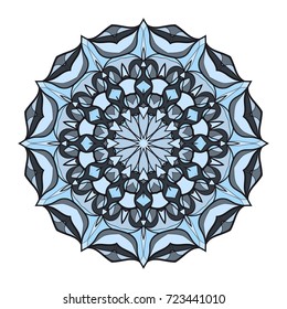 Flower blue coloring Mandala. Modern decorative elements. Oriental round pattern, vector illustration.