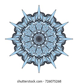 Flower blue coloring Mandala. Modern decorative elements. Oriental round pattern, vector illustration.