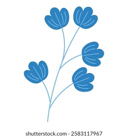 flower blue illustration Simple flowers on white background for decorative elements