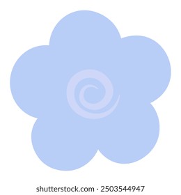 Flower. Blue inflorescence of flowering plant. Flower head. Opened rounded petals. Opened flower bud. Color vector illustration. Isolated white background. Flat style. Idea for web design.