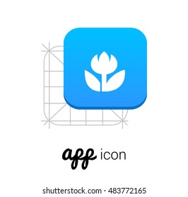 Flower Blue Mobile App UI/UX Button Corporate Logo / Icon Design
