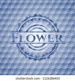 Flower blue polygonal badge.