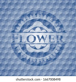 Flower blue polygonal emblem. Vector Illustration. Detailed.