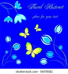 Flower blue vector abstract with space for your text