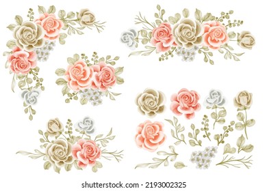 flower blue yellow arrangement isolated with leaf and rose clip art