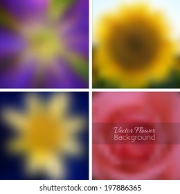 Flower blurred background set. Vector illustration.