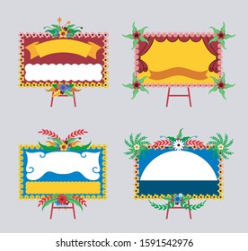 Flower board for greetings expression vector illustration collection.