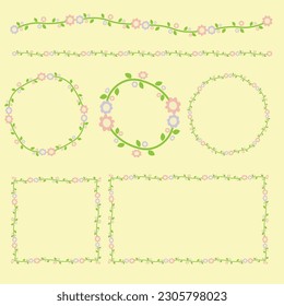 flower Boarder cartoon style bundle set natural concept