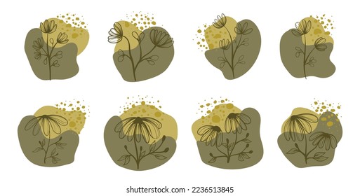 Flower Boho Abstract Shape Elements Collection 02
