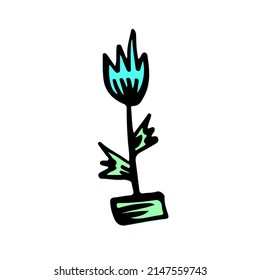 Flower boho sketch vector icon.  Hand drawn botanical symbol