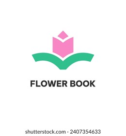 Concepto del logotipo del libro de flores en diseño plano