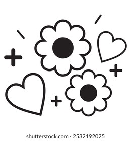Diseño de Vector de icono de boceto de libro de flores. Diseño de doodle floral