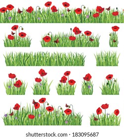 Flower border background. Summer floral icon set and seamless floral frame.