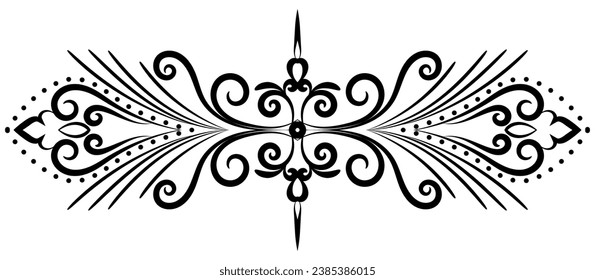 Flower border decorative design element Wedding banners, frames, labels, black lines on white.