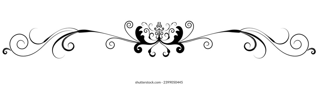 Flower border decorative design element Wedding banners, frames, labels, black lines on white.