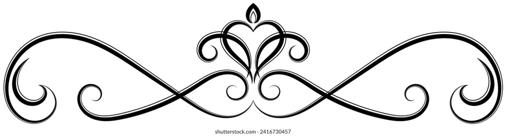 Flower border decorative design element Wedding banners, frames, labels, black lines on white.