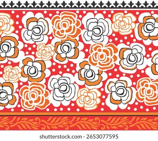 Flower Border Design, embroidery, border Frame, fabric print.