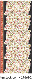 flower with border design for fabric print, embroidery use
